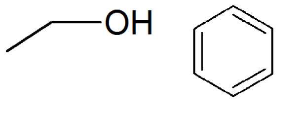 Abb. 4: Skelettstrukturen von Ethanol und Benzol